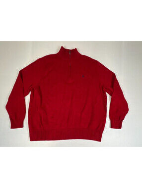 Polo Ralph Lauren Mens 2XB Big Red 1/4 Zip Sweater Pullover Top